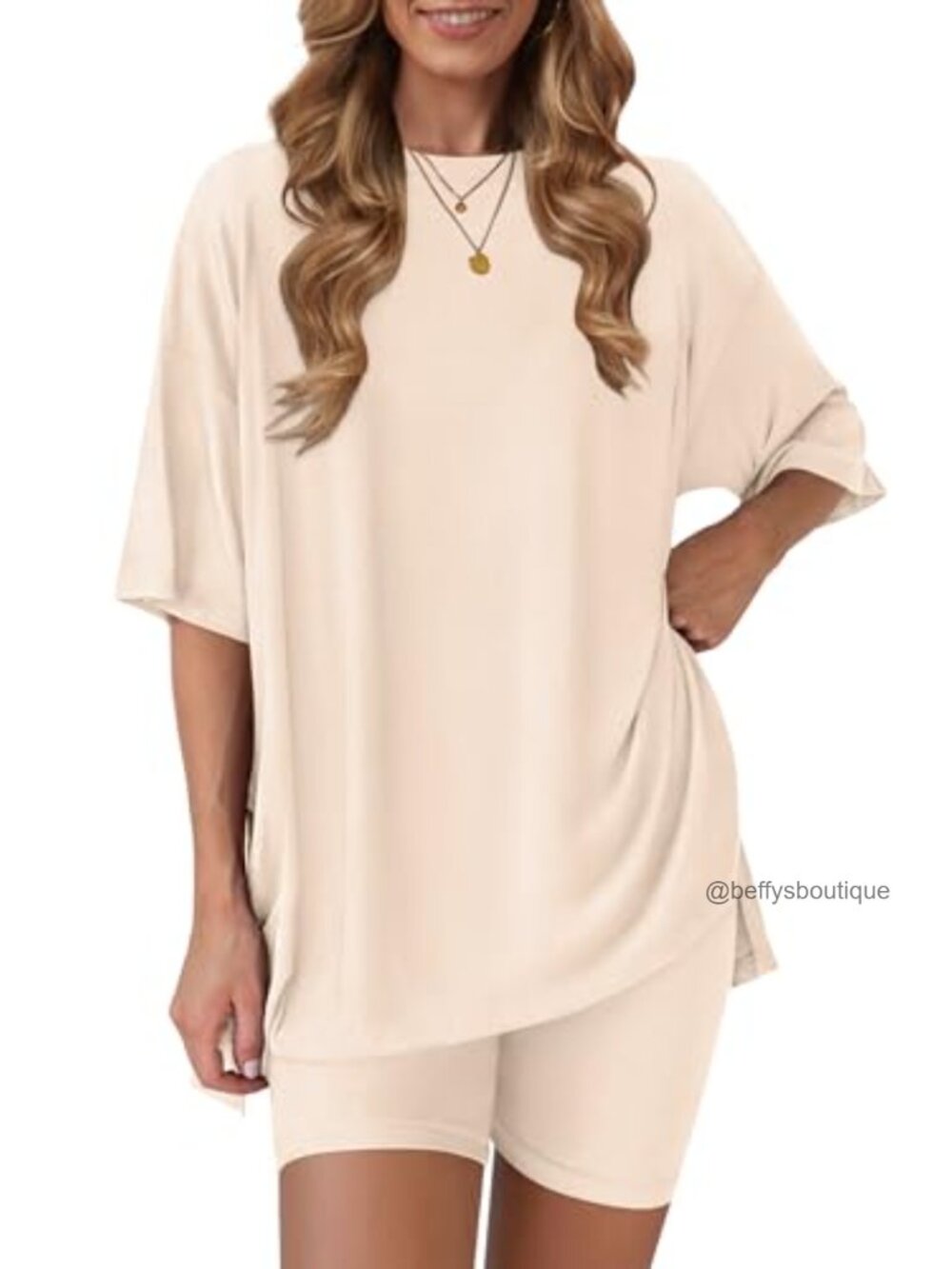 2 Piece Lounge Set Short Sleeve Shirt & Biker Shorts Set Casual